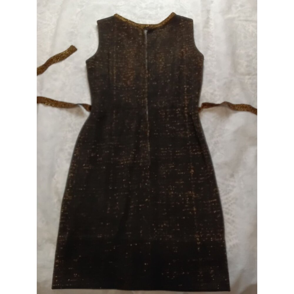 Vintage Camelot Patty Ann Black & Gold Glitter Sheath Dress With Belt Medium - Picture 4 of 9